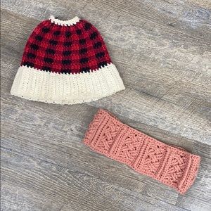 Two handmade pieces-hat and head wrap